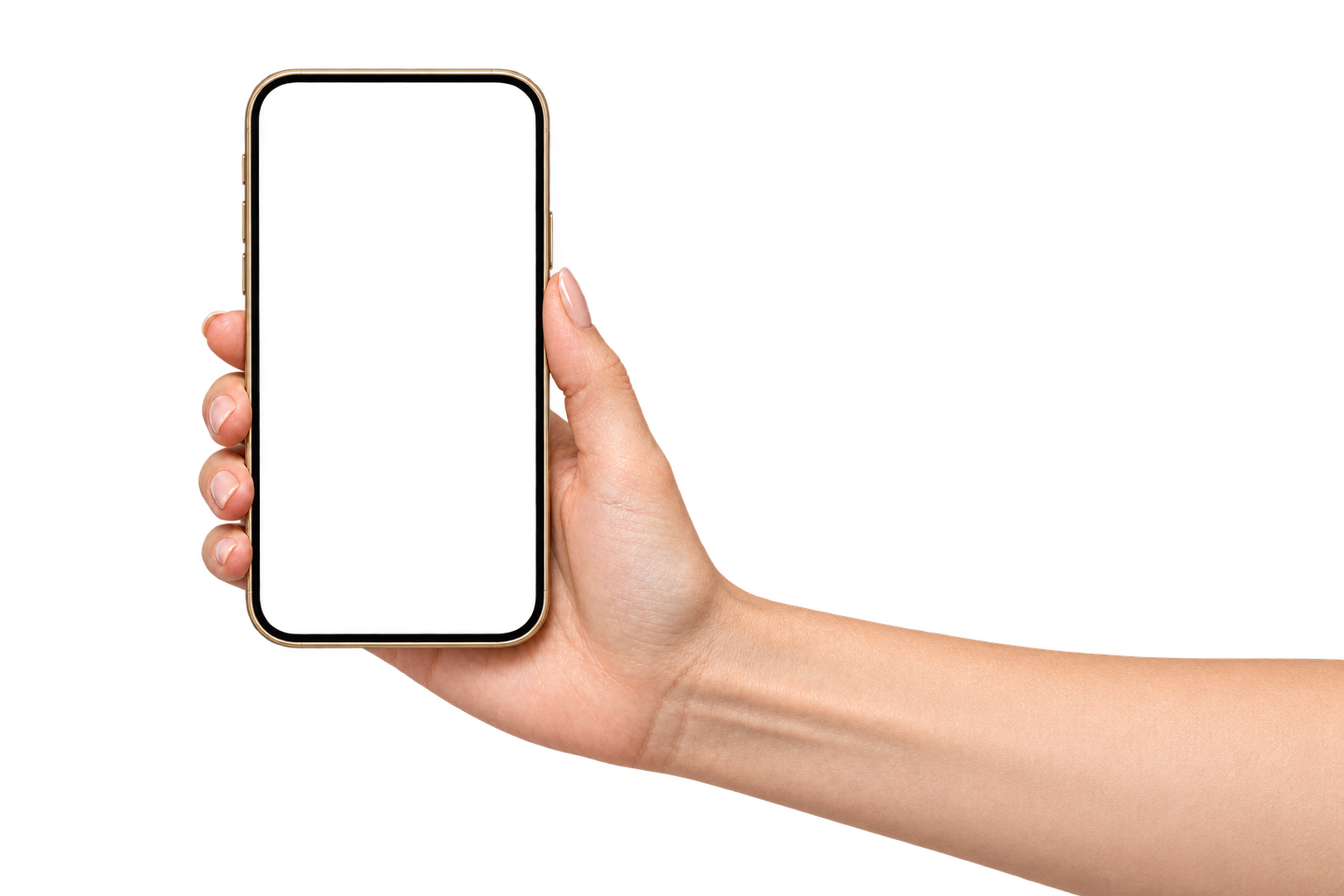 Hand hält ein goldenes Smartphone